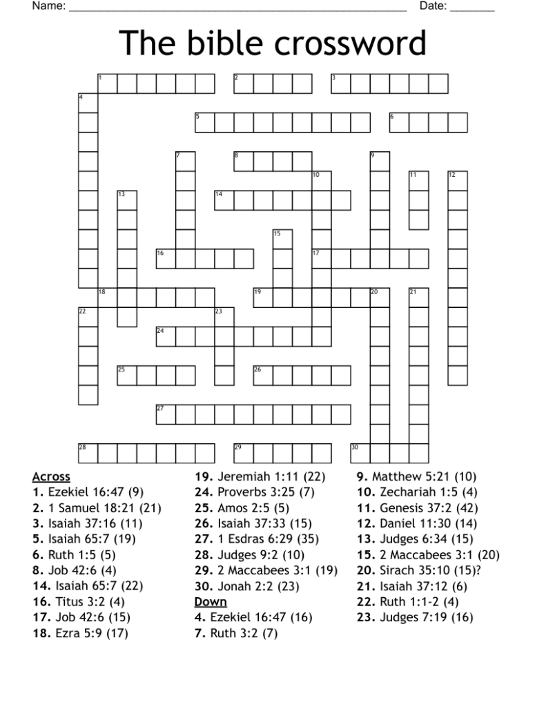 Free Printable Bible Crossword Puzzles Pdf Free Printable Templates