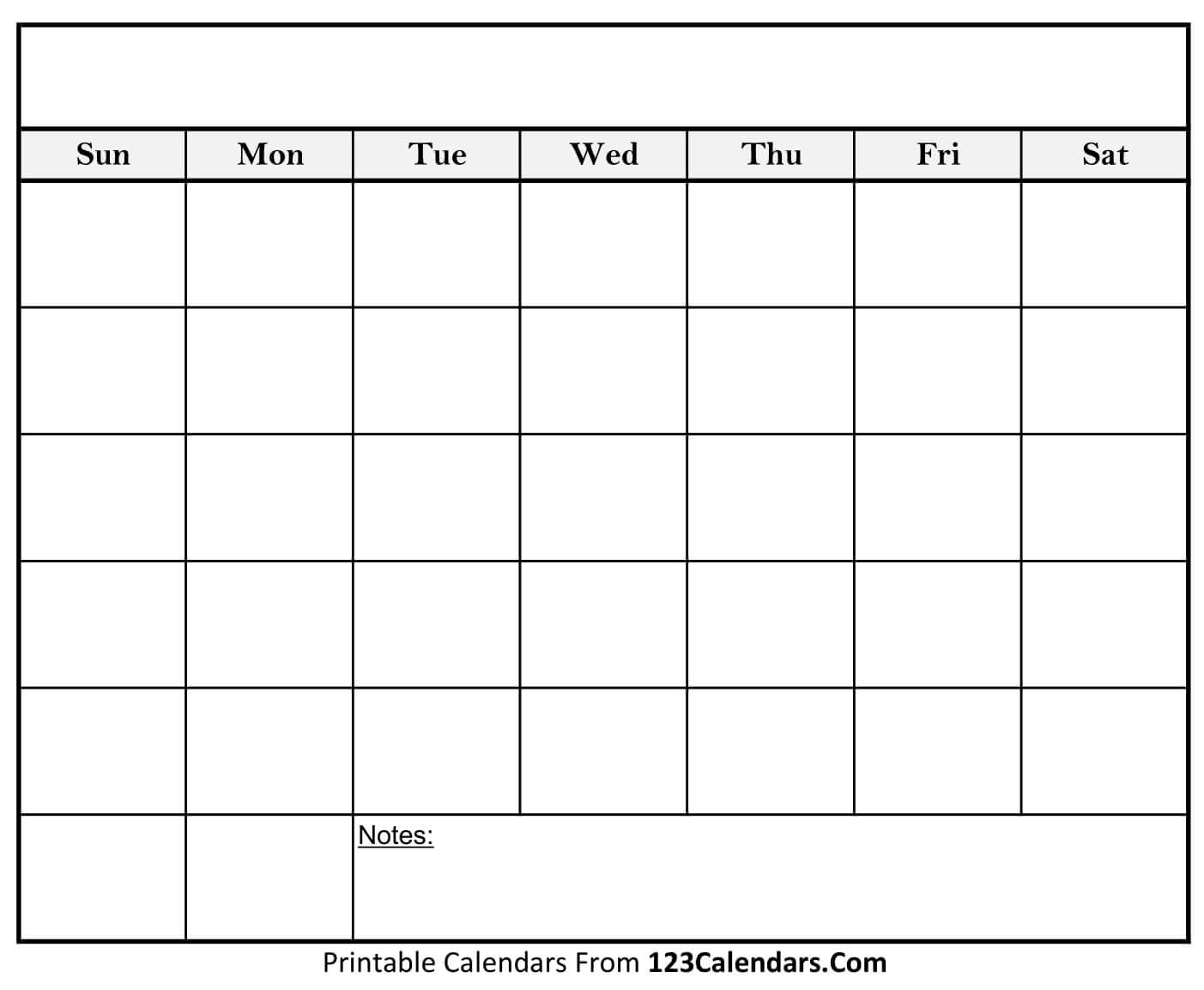 Free Printable Blank Calendar 123Calendars