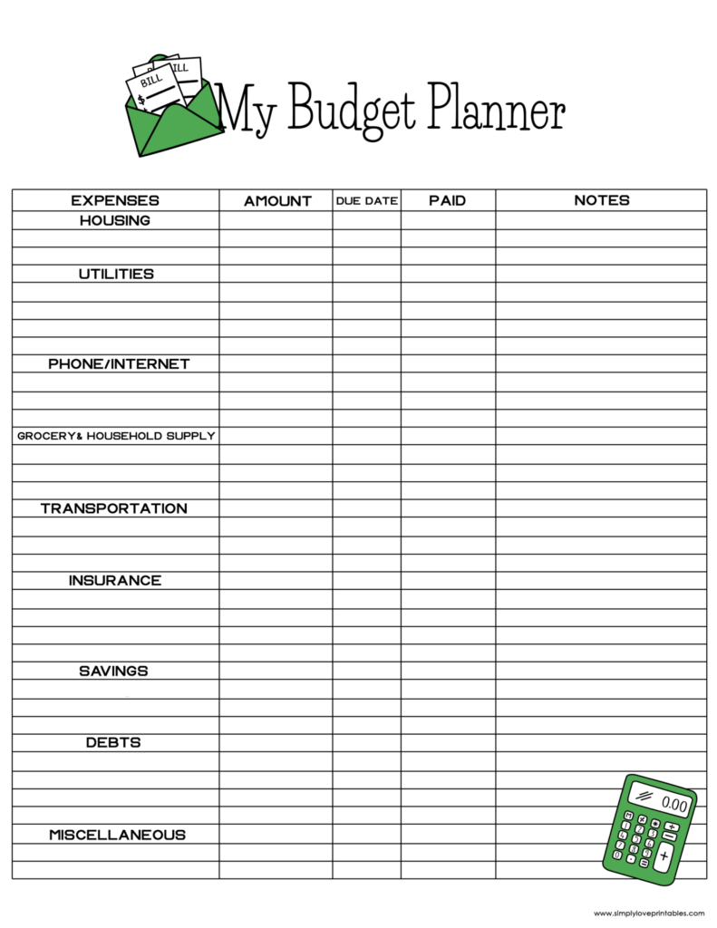 Free Printable Budget Templates Simply Love Printables