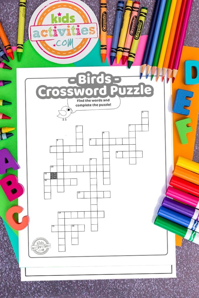 Free Printable Crossword Puzzle For Kids Featuring Birds Kids 