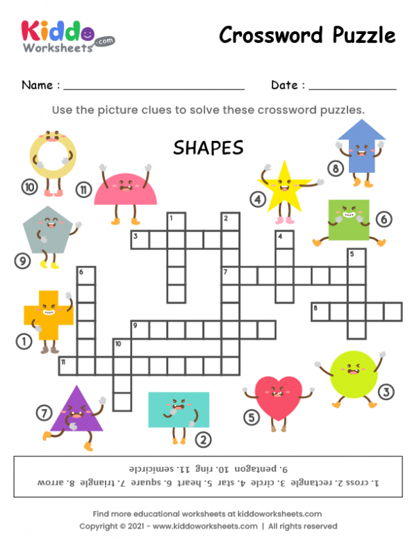 Free Printable Crossword Puzzle Shapes Worksheet Kiddoworksheets