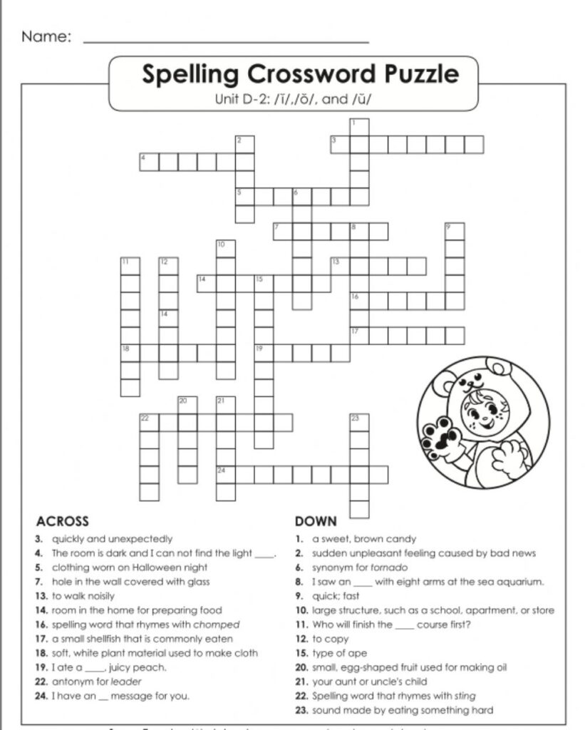 FREE Printable Crossword Puzzles 5th Grade Printable Crossword Puzzles