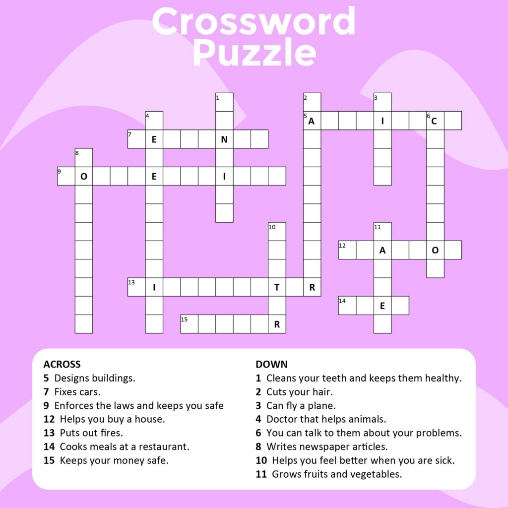 Free Printable Crossword Puzzles For Seniors
