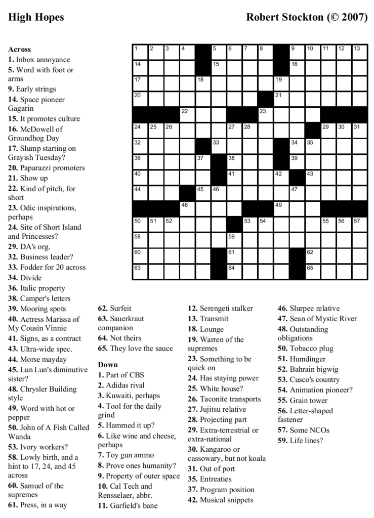 Free Printable Crossword Puzzles With Word Bank Emma Crossword Puzzles