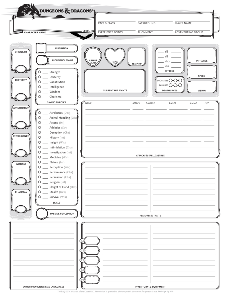 Free Printable Dnd Character Sheets