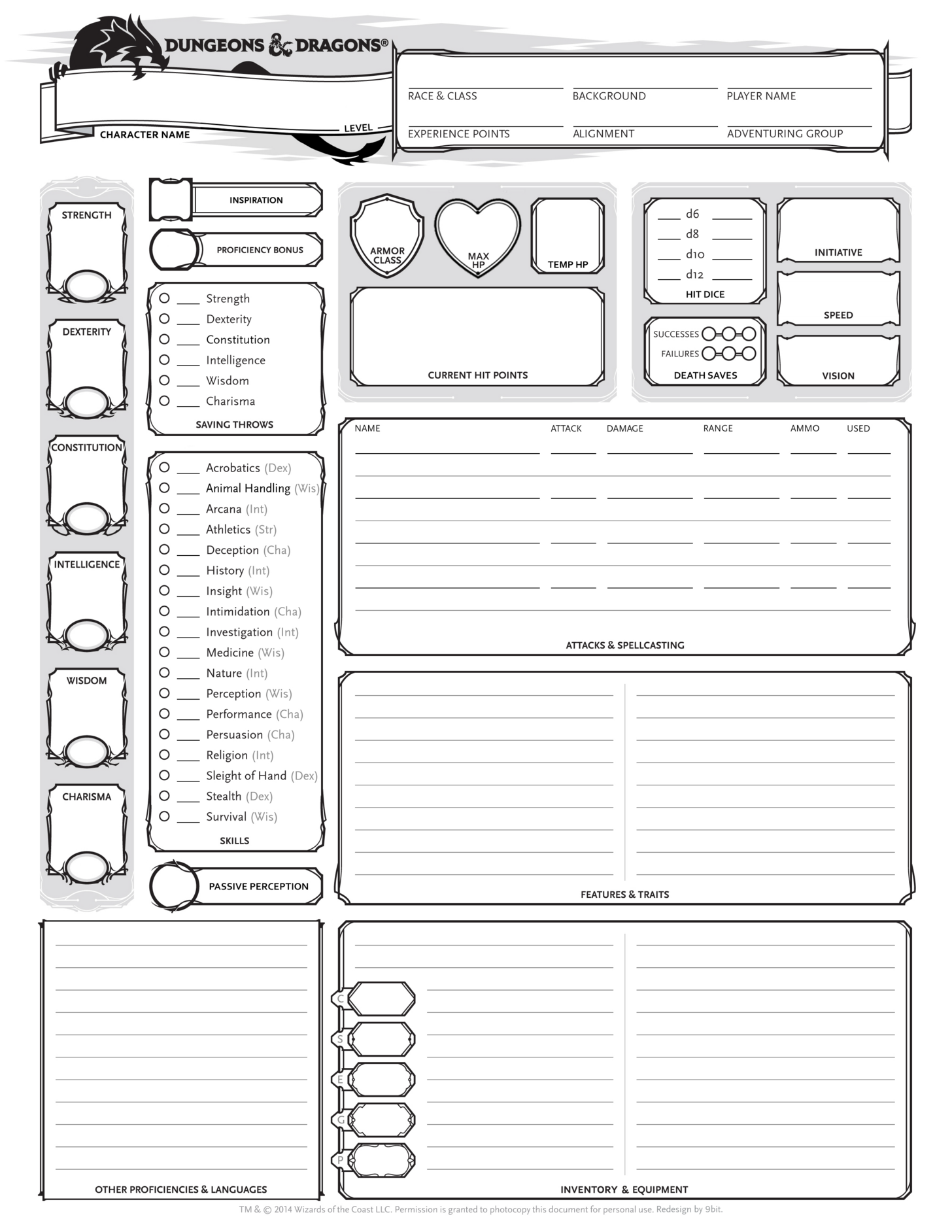 Free Printable Dnd Character Sheets