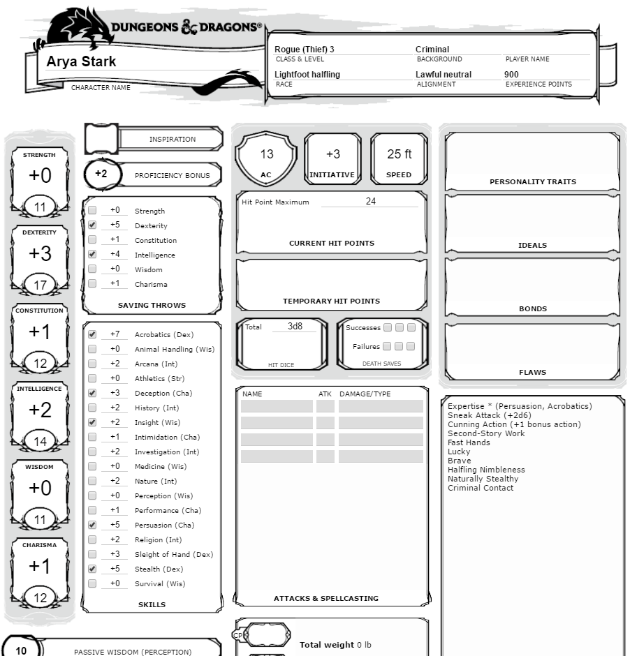 Free Printable Dnd Character Sheets