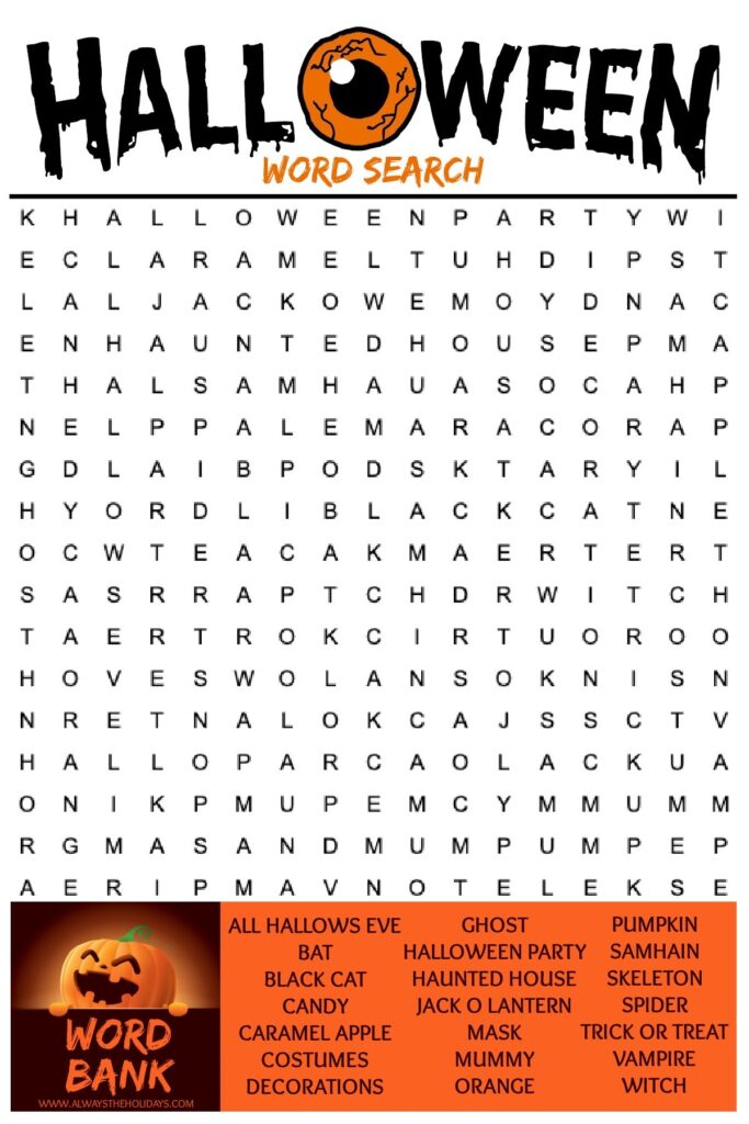 Free Printable Halloween Word Searches