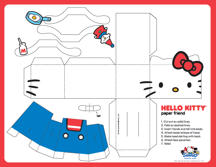 FREE Printable Hello Kitty Paper Toy Anime Crafts 3d Paper Crafts