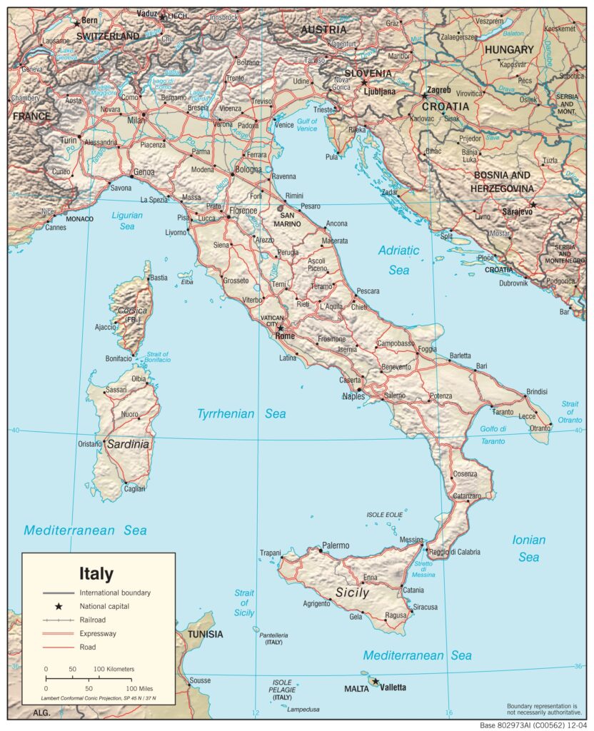 Free Printable Map Of Italy With Cities