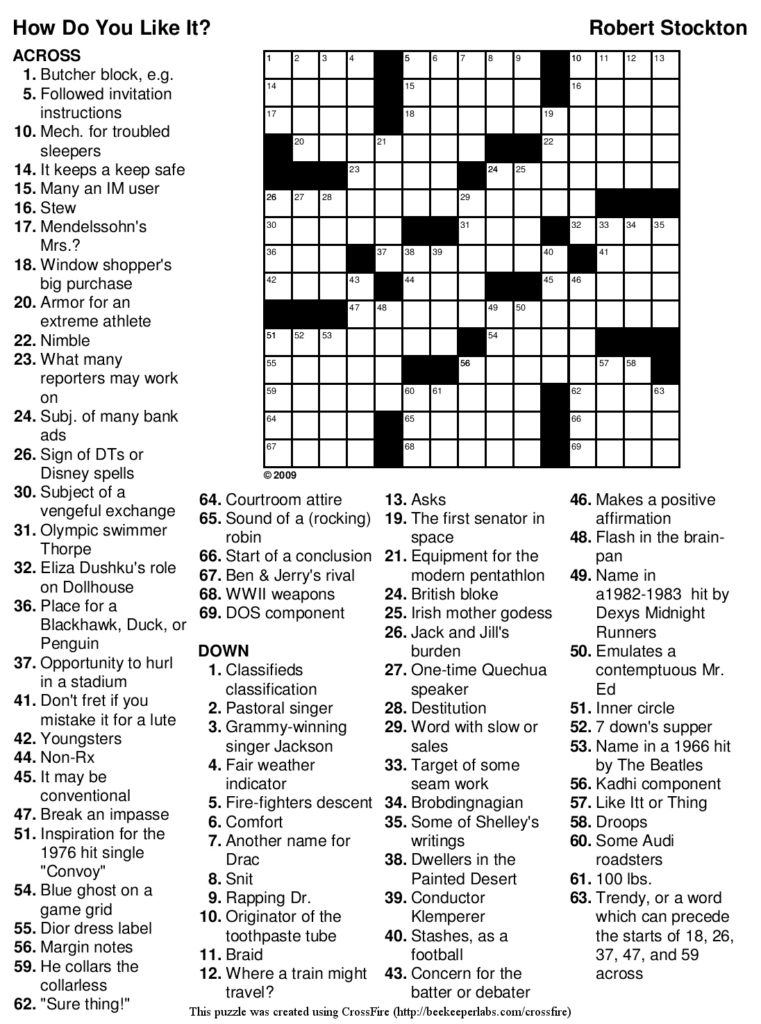 Free Printable Medium Hard Crossword Puzzles