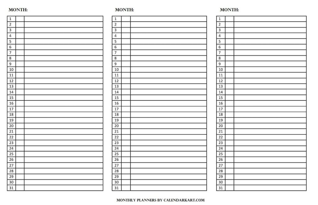 Free Printable Monthly Planner Templates CalendarKart