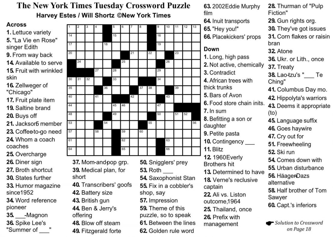 Free Printable Nyt Crossword Puzzles