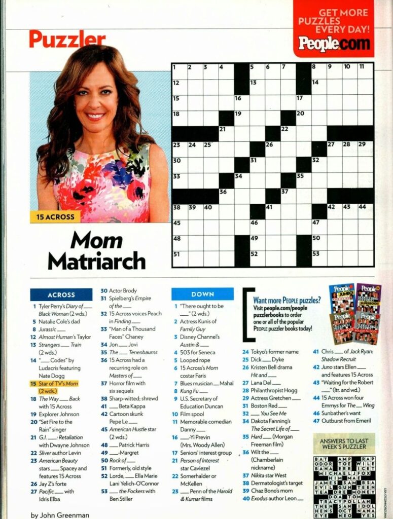 Free Printable People Magazine Crosswords