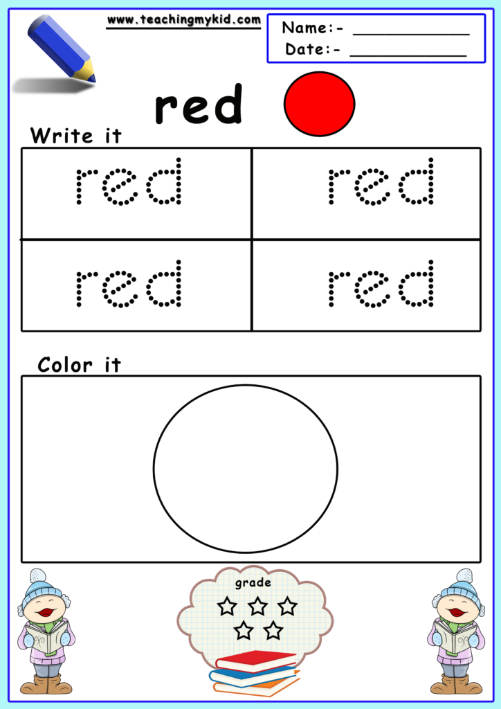 Free Printable Preschool Worksheets Color Identification Teaching 