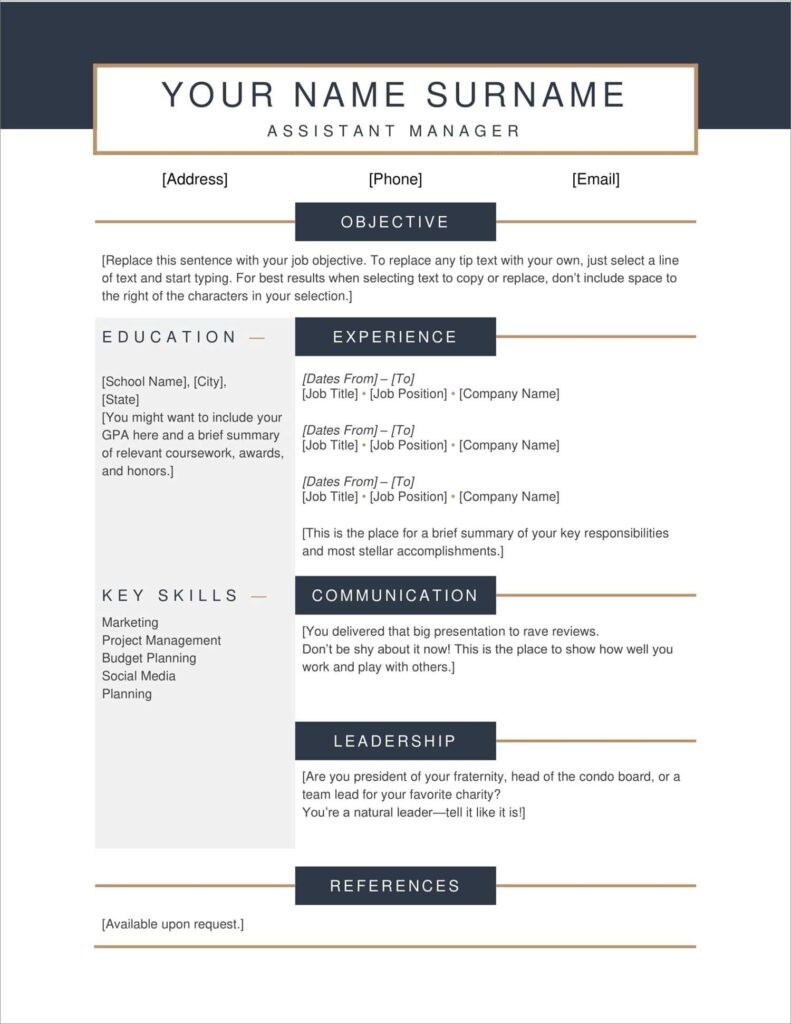 Free Printable Sample Resume Templates