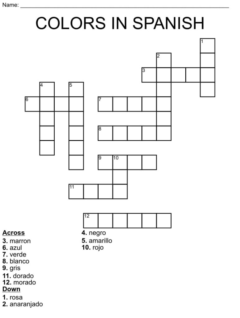 Free Printable Spanish Crossword Puzzles Printable JD