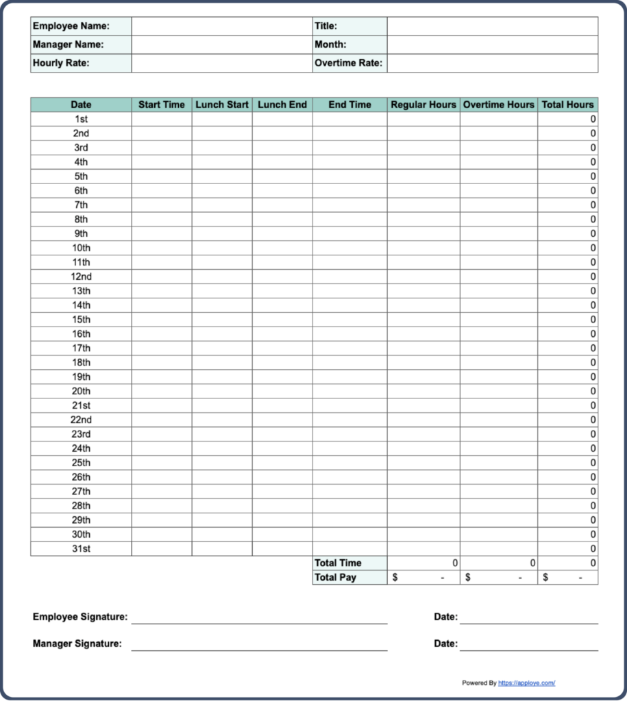 Free Printable Timesheet Templates Excel Word PDF Fillable Form 2024