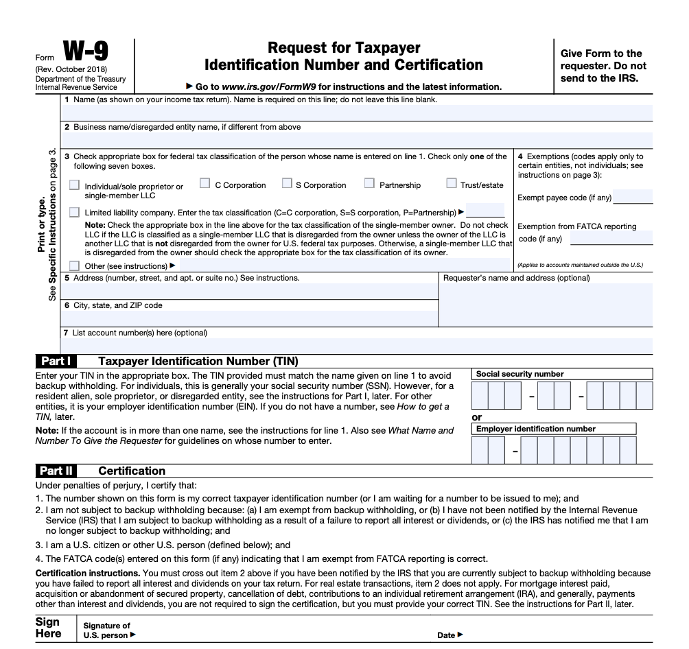 Free Printable W9 Tax Form PapersPanda