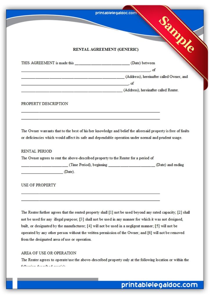 Free Rental Agreement Forms Printable Printable Forms Free Online