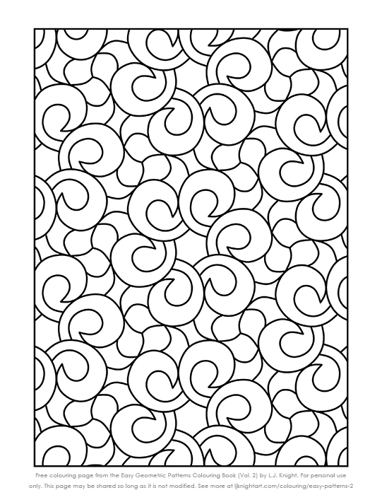 Free Simple Pattern Printable Colouring Page L J Knight Art