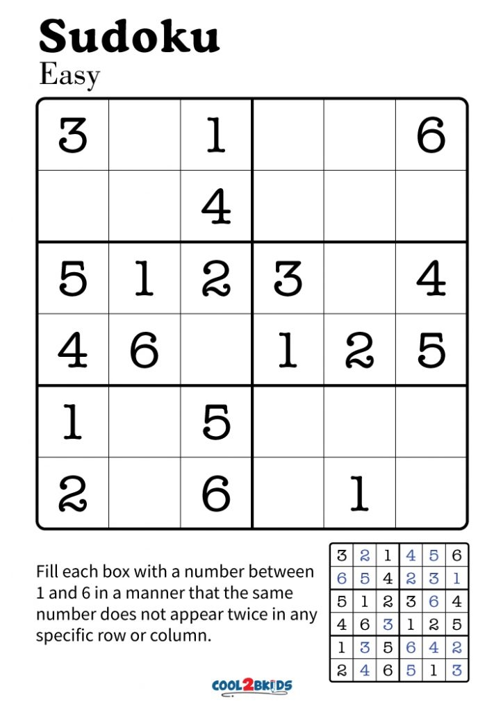 Free Sudoku Puzzles Free Printable 6x6