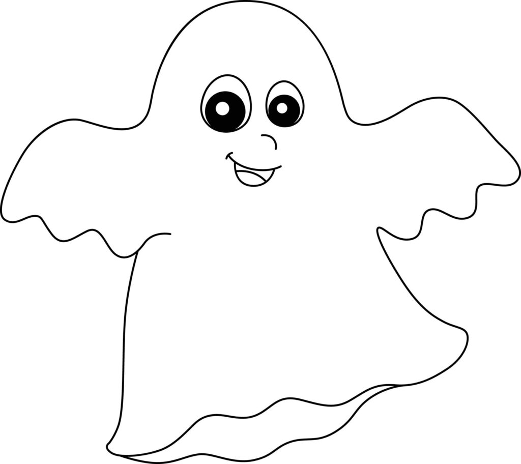 Ghost Halloween Coloring Page Isolated For Kids 7528184 Vector Art At 