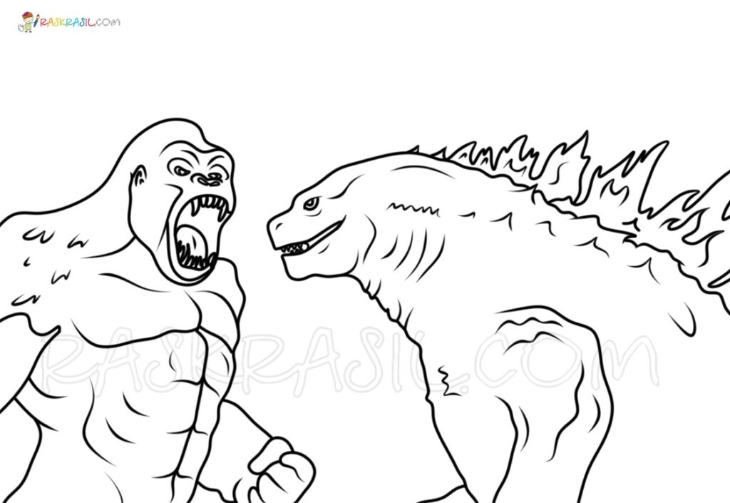 Godzilla Vs Kong Coloring Pages New Picrtures Free Printable