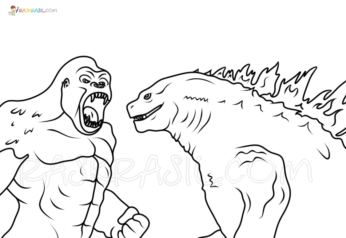 Godzilla Vs Kong Coloring Pages New Picrtures Free Printable