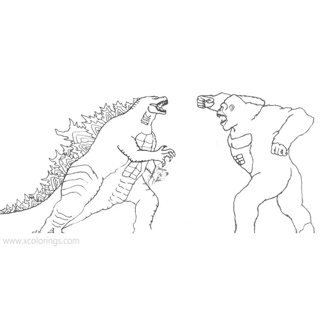 Godzilla Vs Kong Coloring Pages Printable XColorings