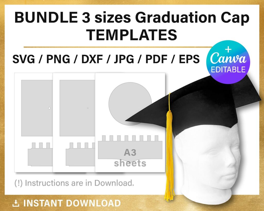 Graduation Cap Template 3D Craft DIY Graduate Hat Svg Etsy UK