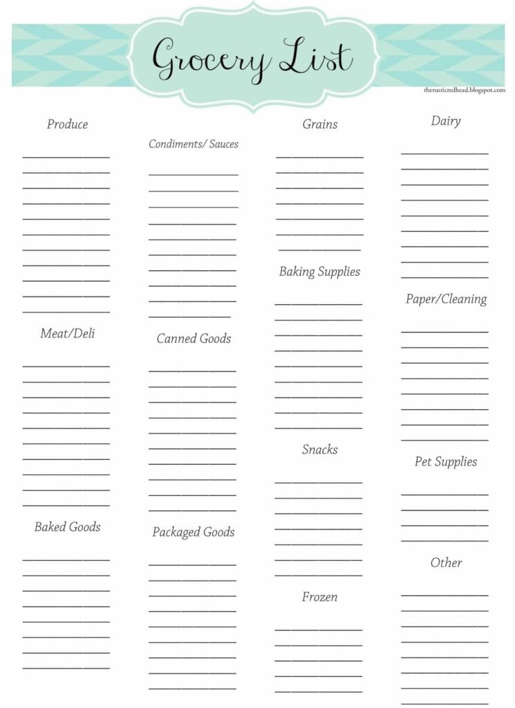 Grocery List Printables