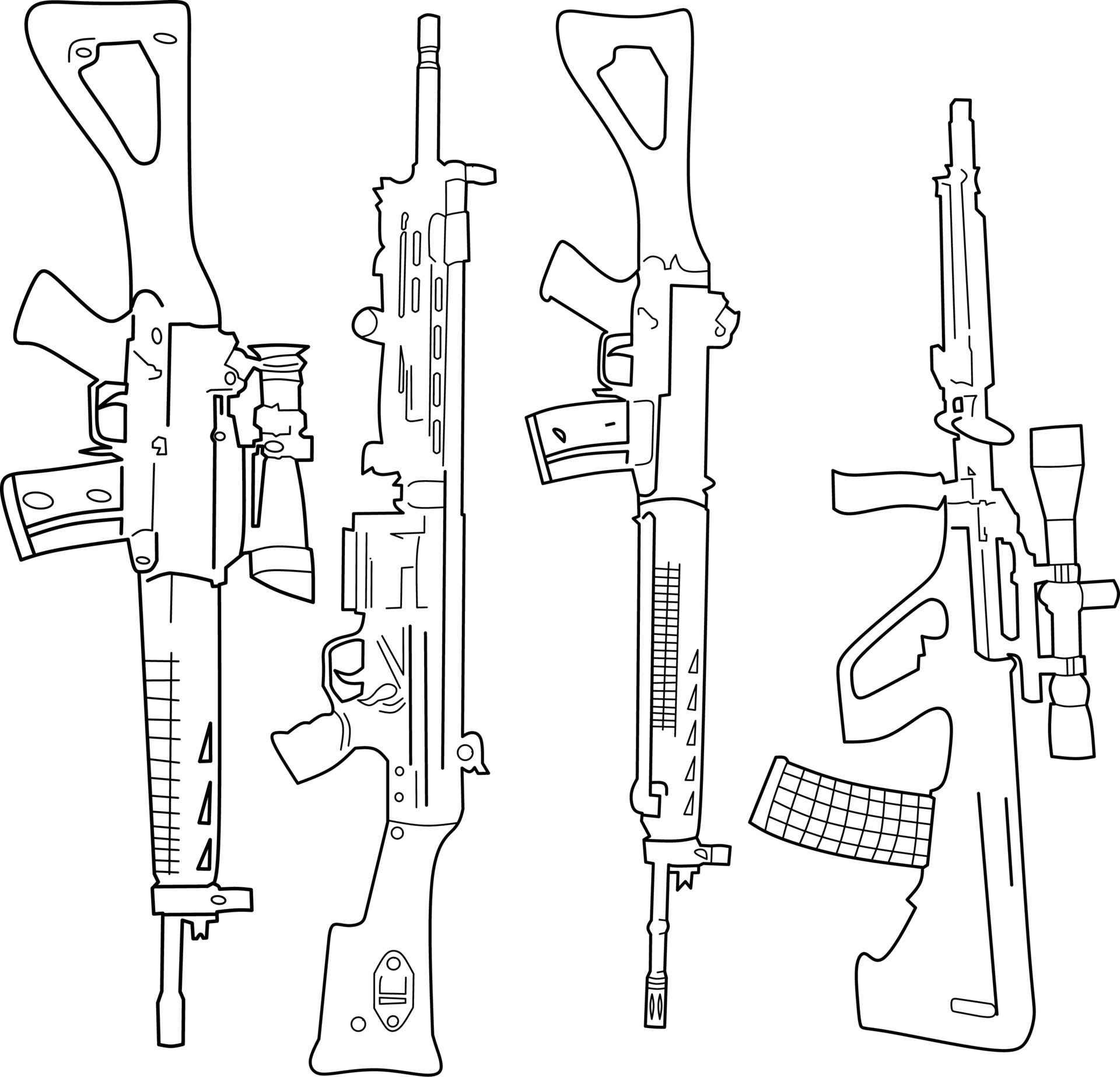 Guns Coloring Page 12067626 Vector Art At Vecteezy