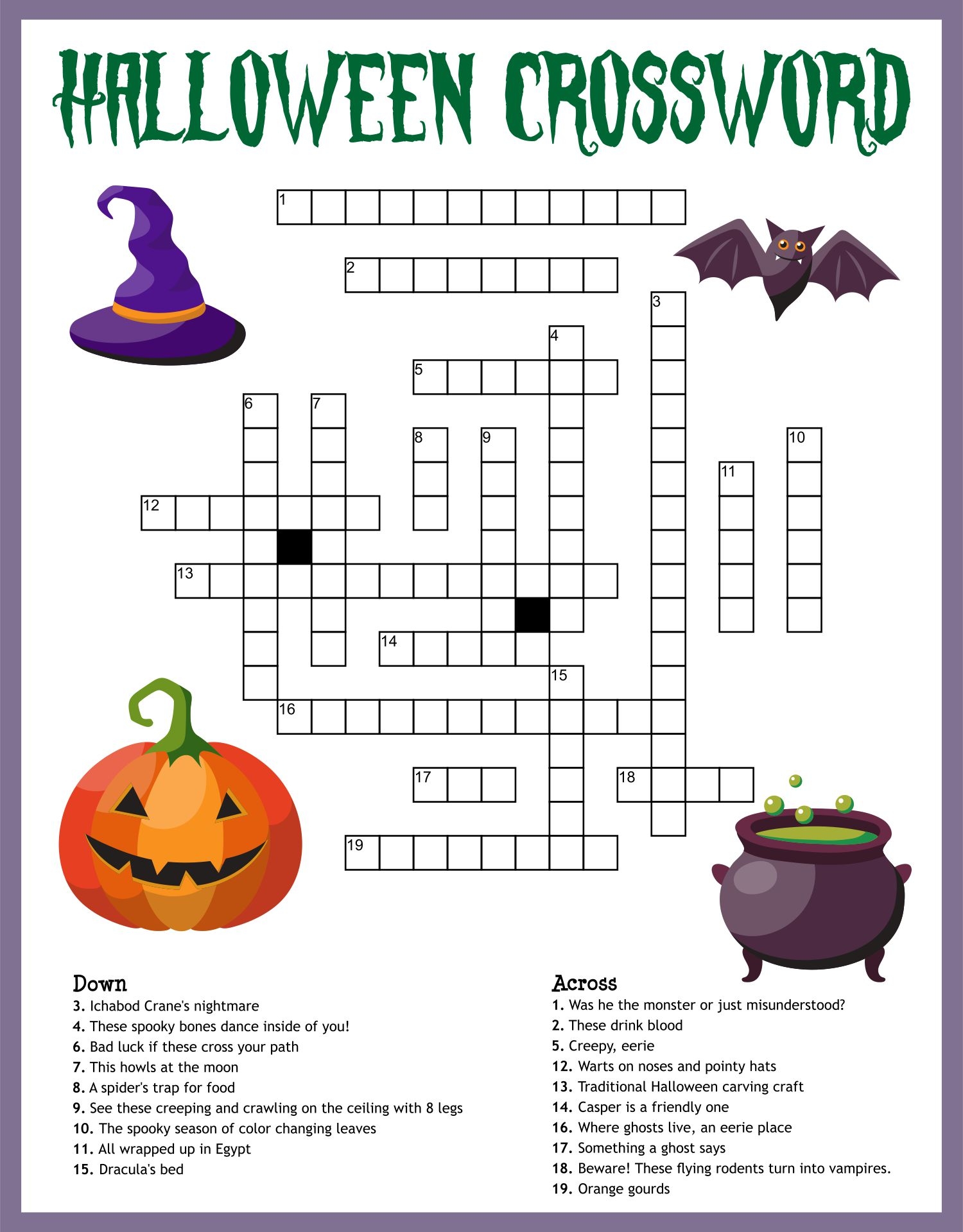 Halloween Crossword Puzzle 15 Free PDF Printables Printablee