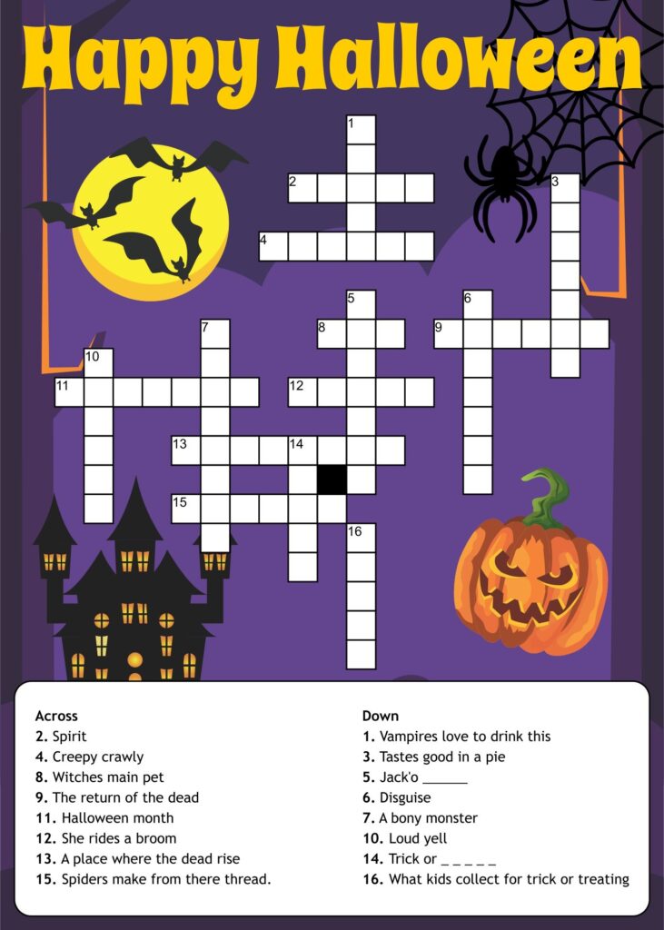 Halloween Crossword Puzzles 15 Free PDF Printables Printablee