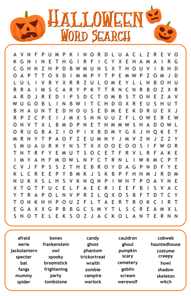 Halloween Printable Word Search Puzzles