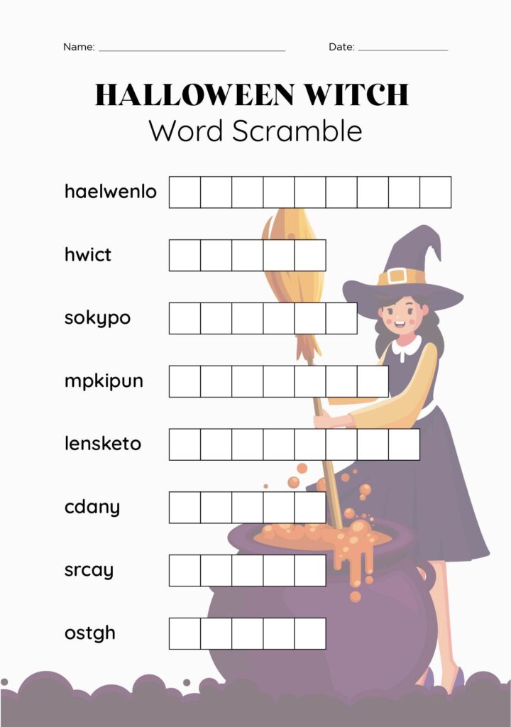 Halloween Unscramble 15 Free PDF Printables Printablee