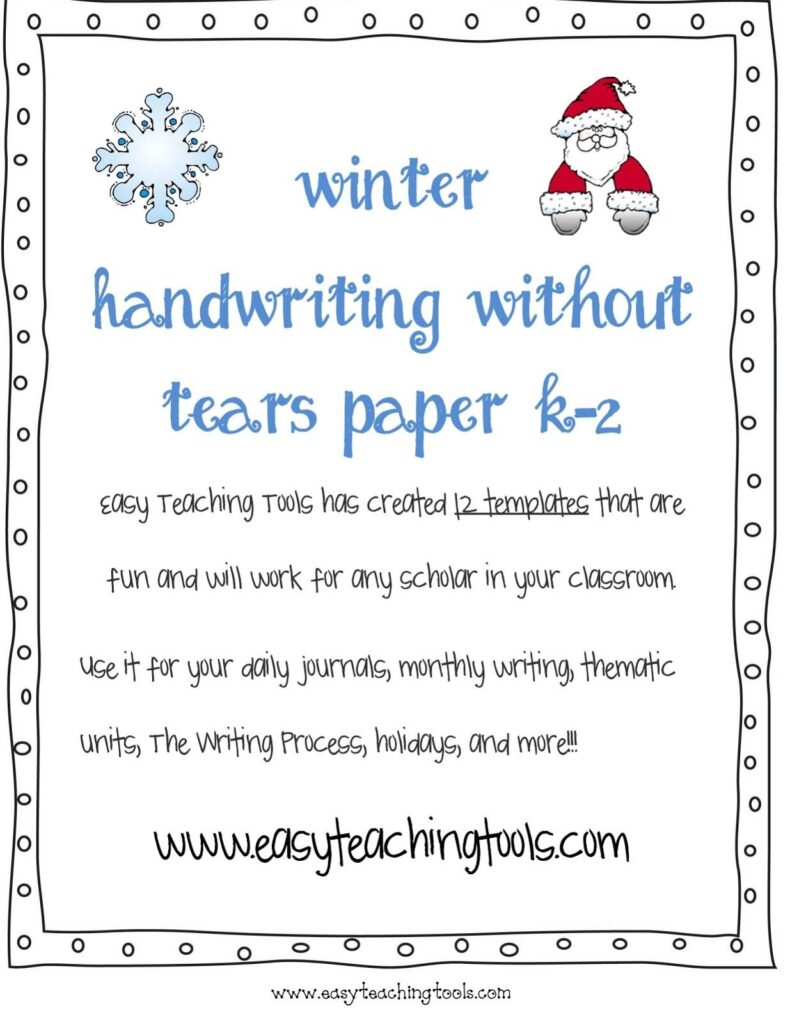 Handwriting Without Tears Free Printables