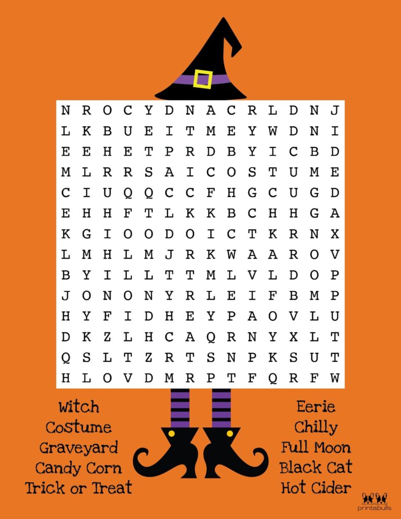 Hard Halloween Word Search Printable