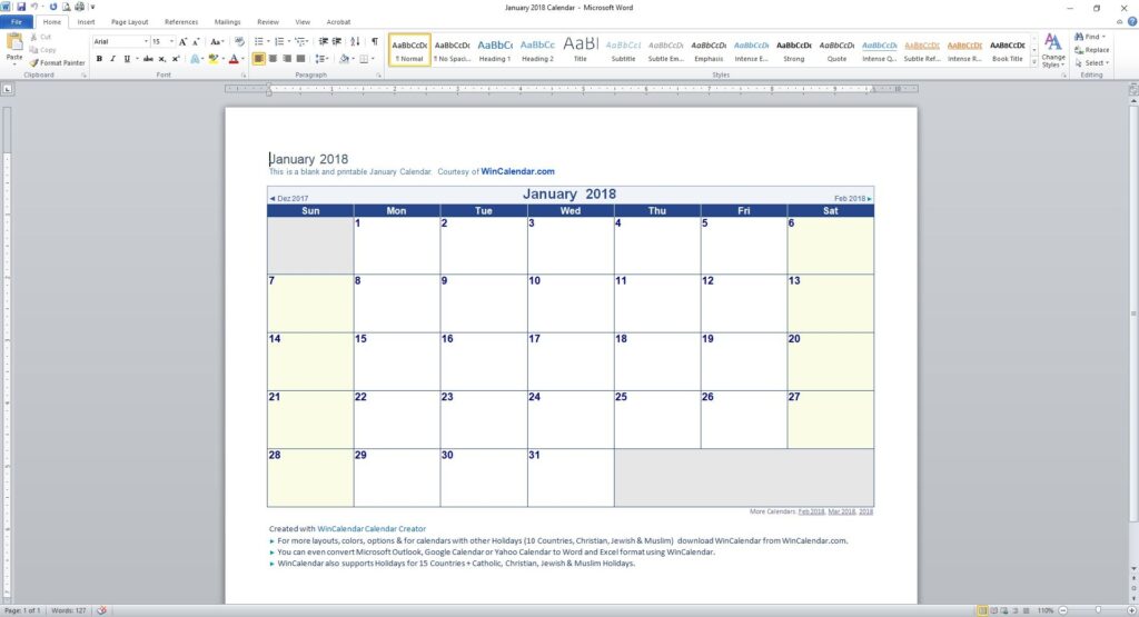 How To Make A Full Year Calendar In Word Printable Online