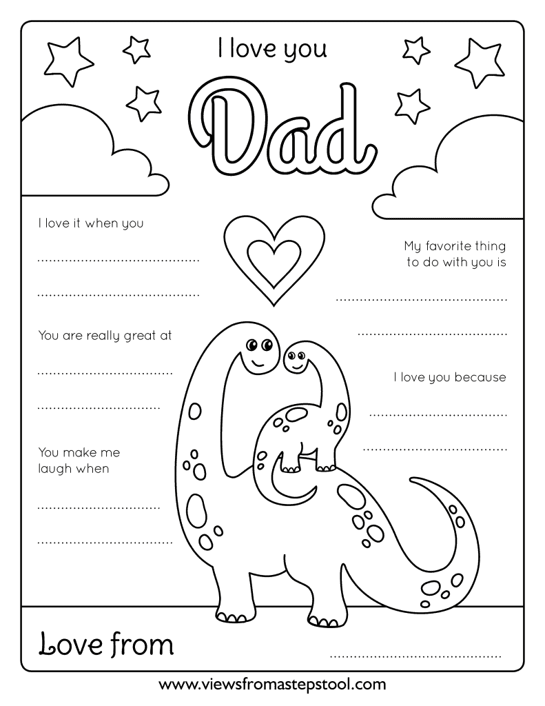 I Love You Daddy Printable Coloring Pages