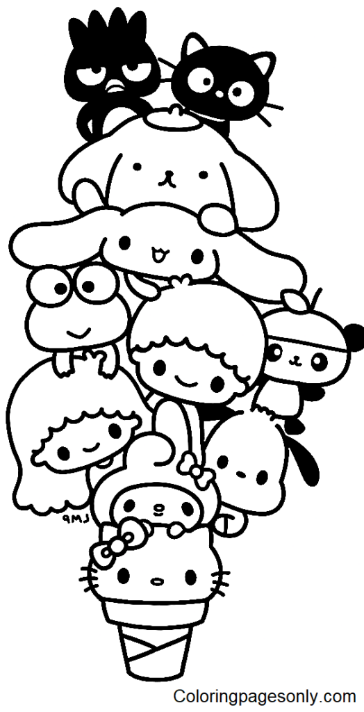 Ice Cream Sanrio Characters Coloring Page Free Printable Coloring Pages