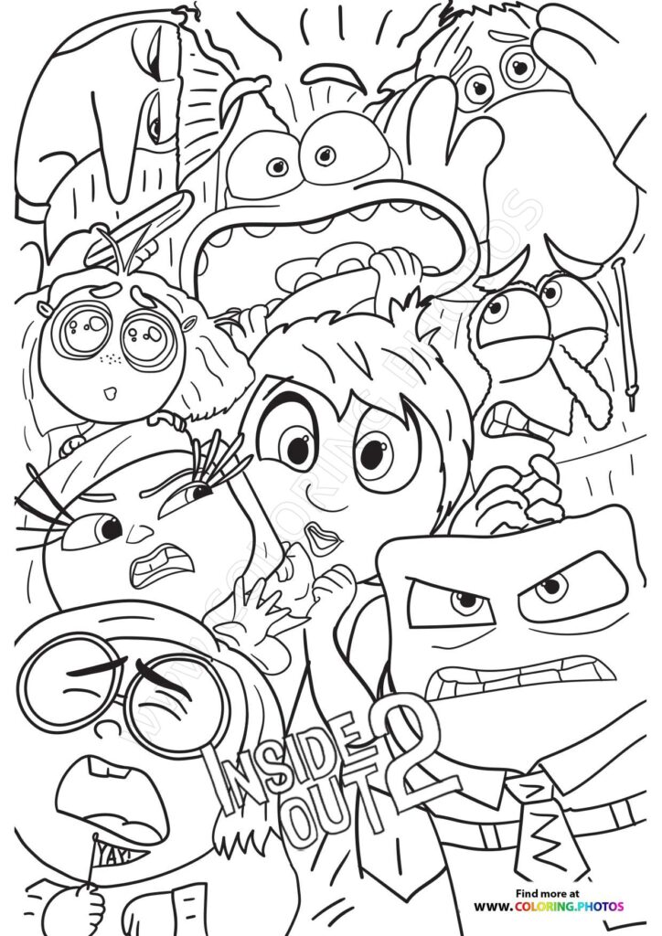 Inside Out 2 Poster All Characters Coloring Pages For Kids