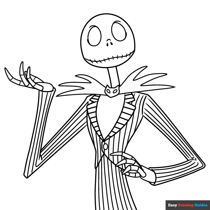 Jack Skellington From The Night Before Christmas Coloring Page Easy 