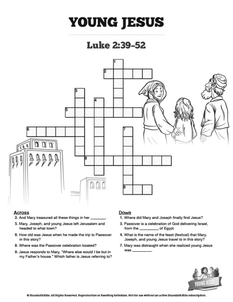 Jesus Crucifixion Sunday School Crossword Puzzles A Printable Free 