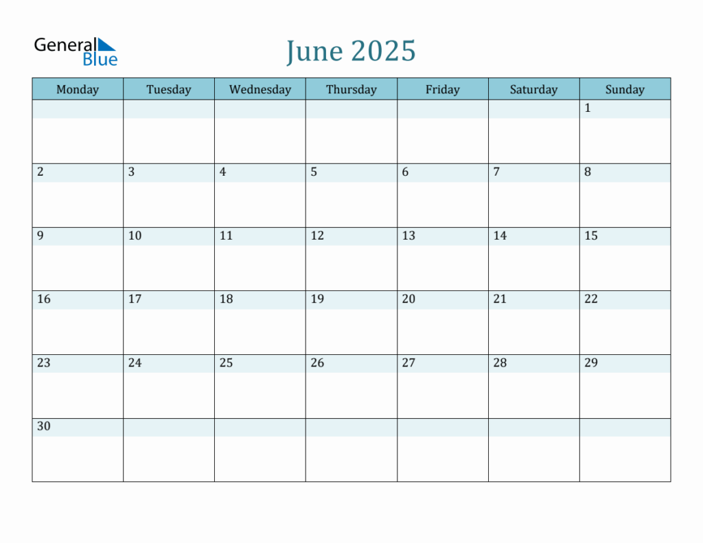 June 2025 Calendar General Blue Calendar January 2025 Printable