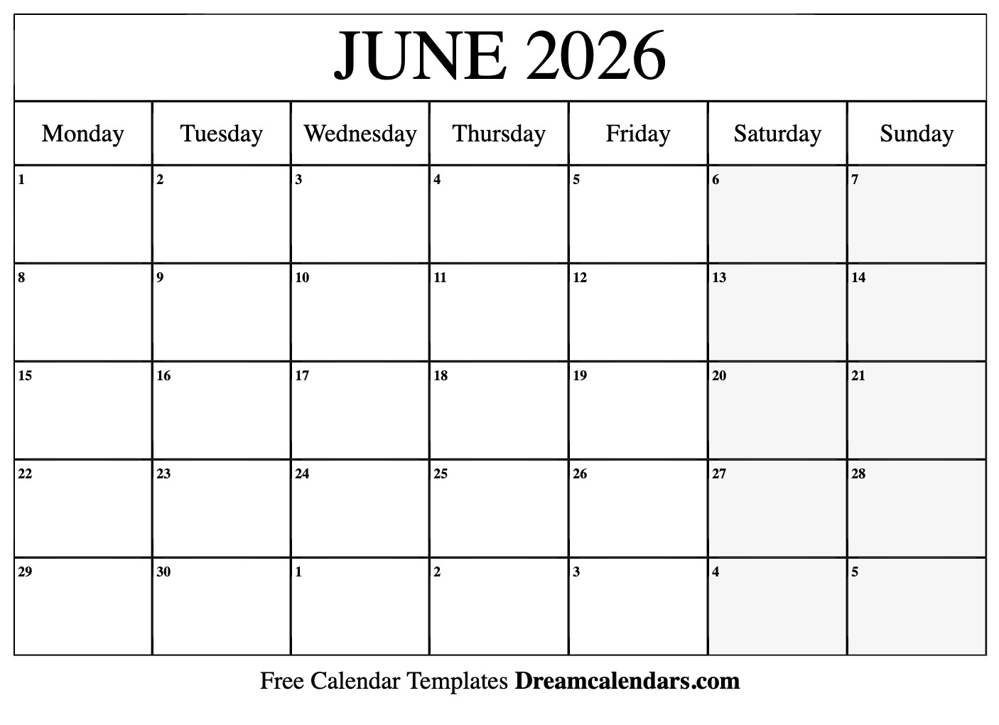 June 2026 Calendar Free Printable With Holidays And Observances