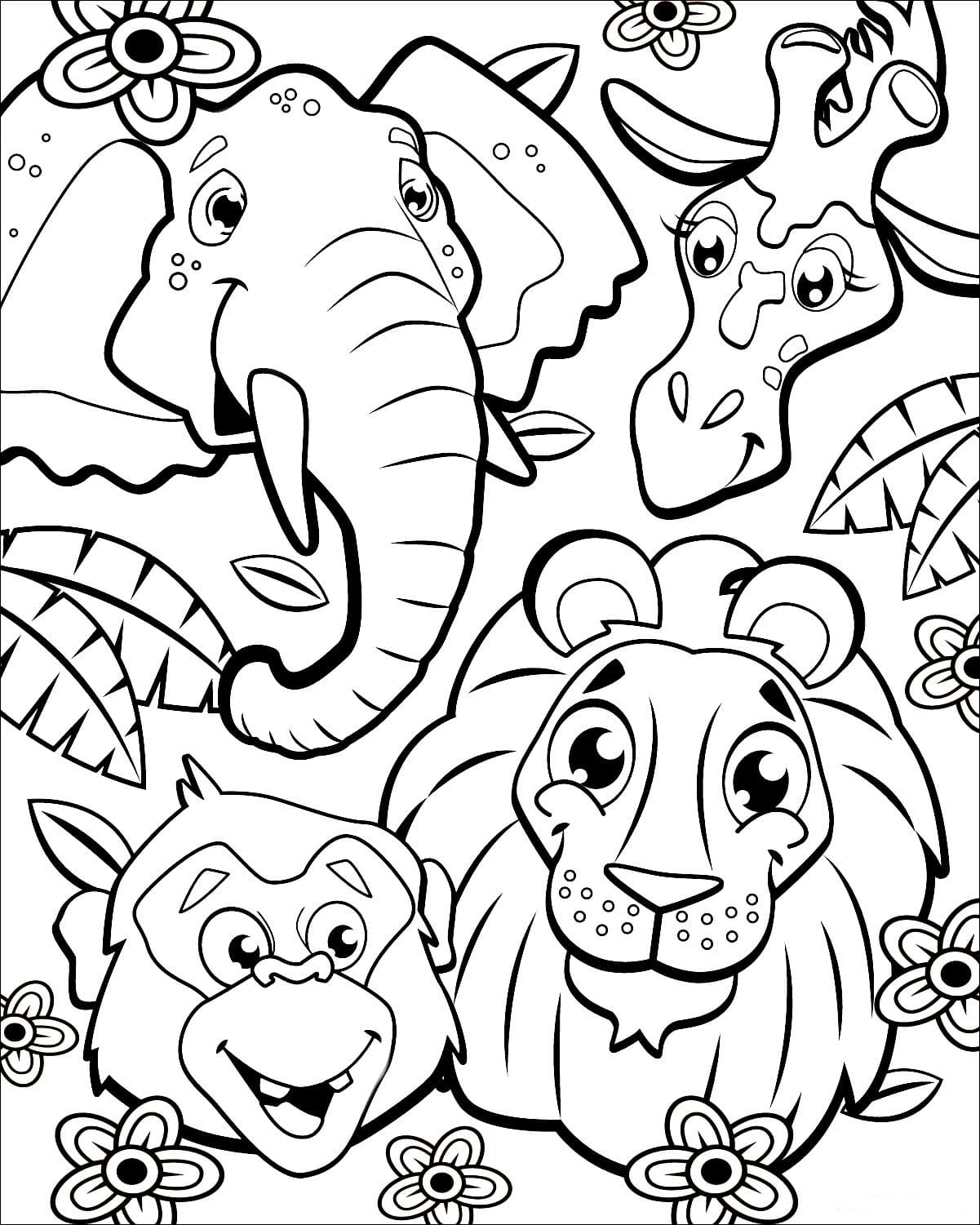 Jungle Animals Coloring Pages Printable Coloring Pages
