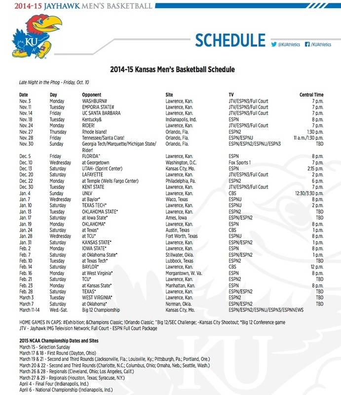 Kansas Men s Basketball Schedule 2024 24 Winna Kamillah