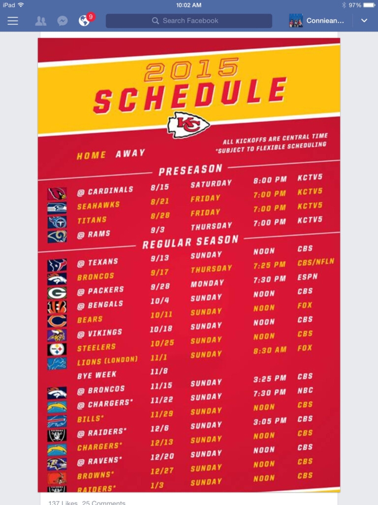 KC Chiefs Schedule Chiefs Schedule Kc Chiefs Schedule Kansas City 